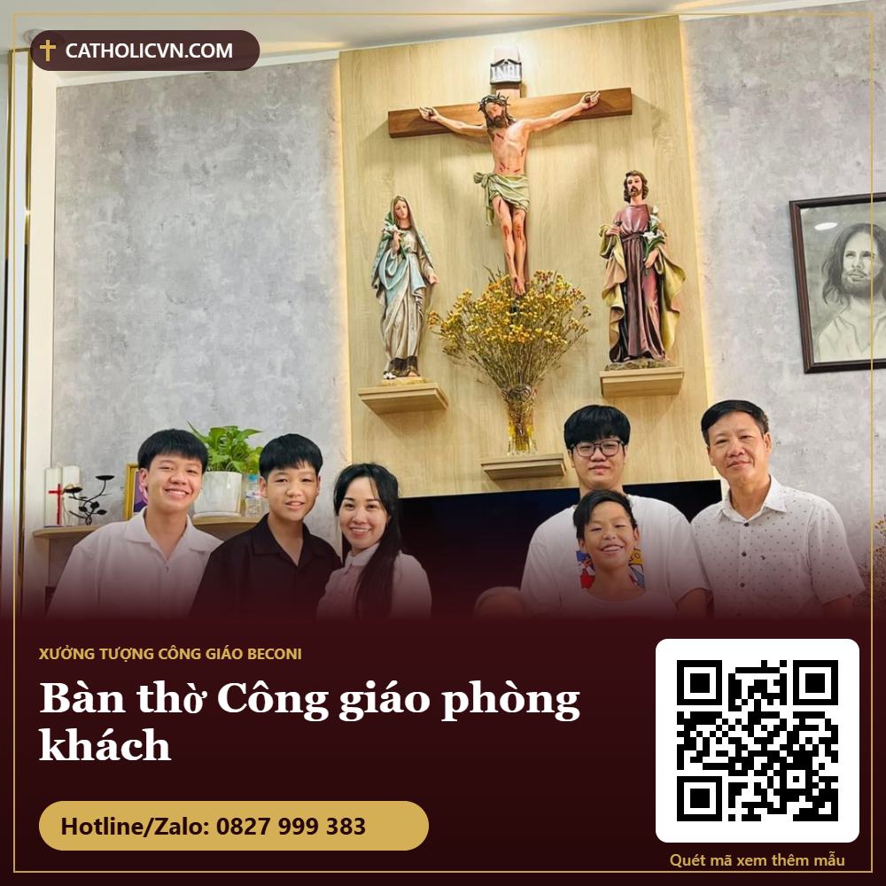 Bàn thờ Công giáo phòng khách: đặt ở đâu, chọn kiểu nào cho hợp nhà