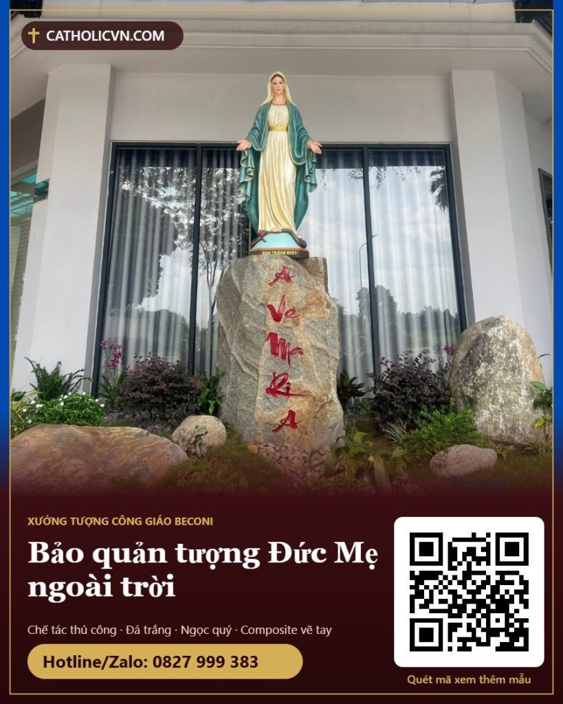 Cách bảo quản tượng Đức Mẹ ngoài trời bền màu qua nhiều mùa mưa