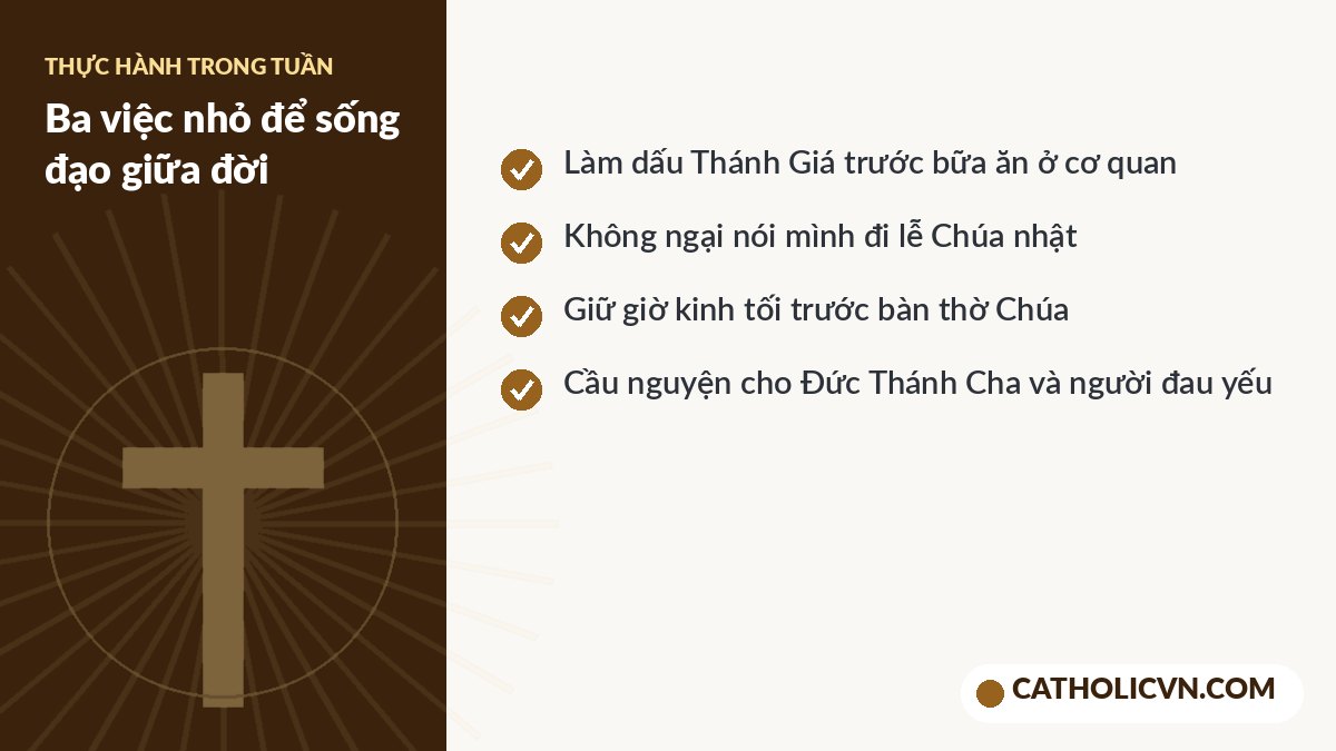 Gợi ý thực hành đức tin cho giáo dân trong đời thường