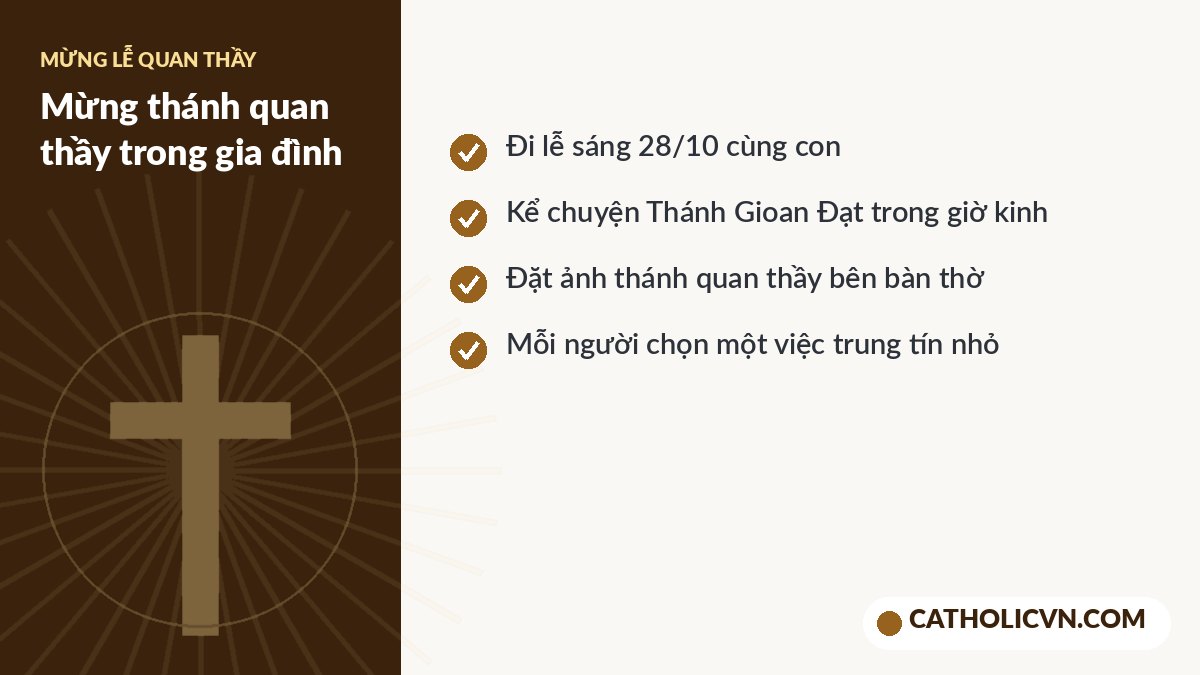 Gợi ý mừng lễ thánh quan thầy trong gia đình Công giáo