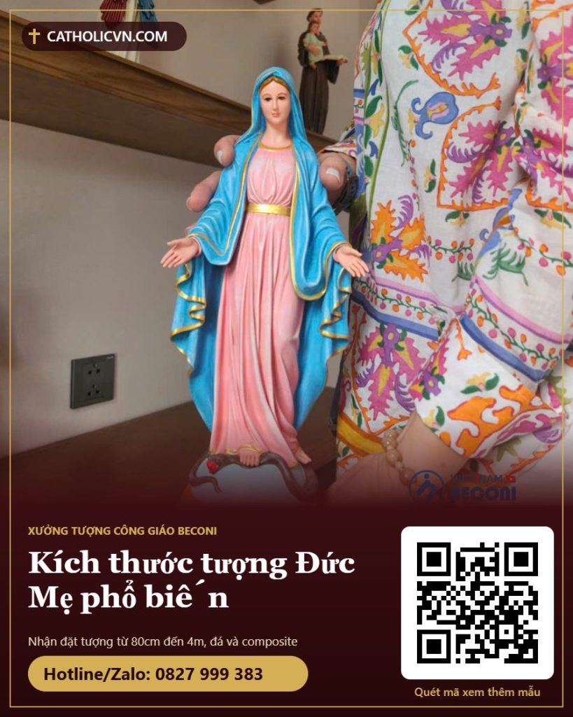 Kích thước tượng Đức Mẹ phổ biến: chọn cỡ nào cho nhà, sân, nhà thờ