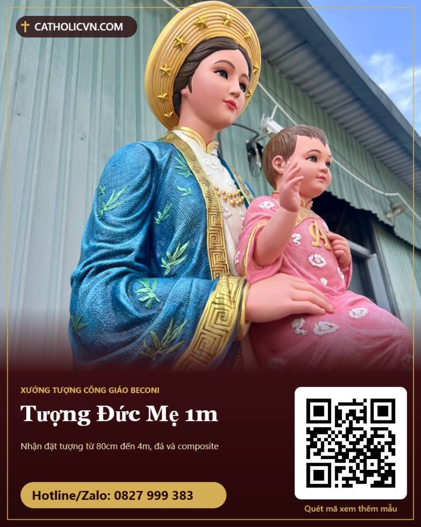 Tượng Đức Mẹ 1m cho sân nhà, ban công, góc vườn: đá trắng hay composite