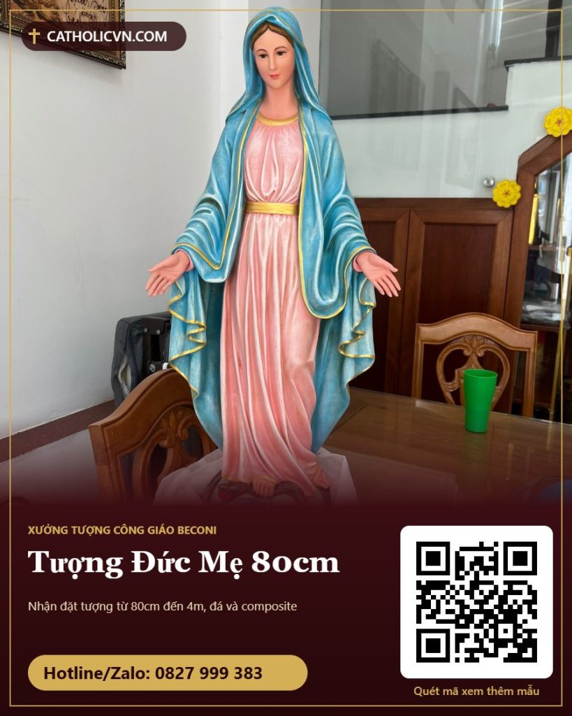 Tượng Đức Mẹ 80cm cho bàn thờ lớn, nhà nguyện và góc cầu nguyện